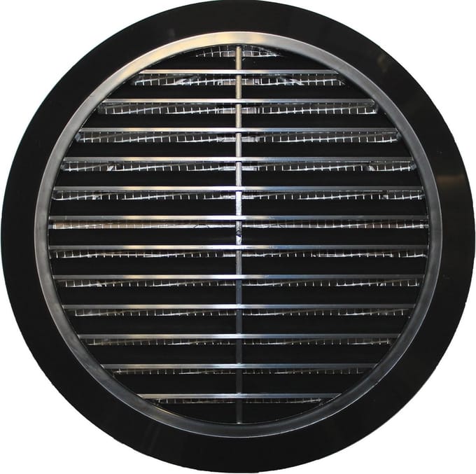 Ventilatierooster Rond 100-150 mm met Insectennet - Zwart Kunststof