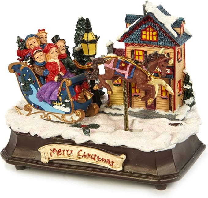 Goodwill Muziekdoosje Koets-Kersttafereel 17.5 cm