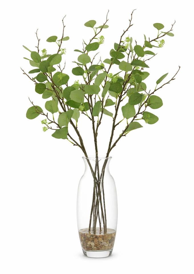 Bellatio Design Kunsttak / kunstbloem Eucalyptus - 5x - 92 cm - groen - boeket opvulling bladgroen