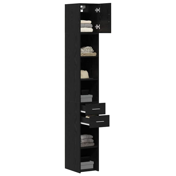vidaXL - Opbergkast - 2 - st - Zwart - Eiken - 30 - x - 42,5 - x - 225 - cm