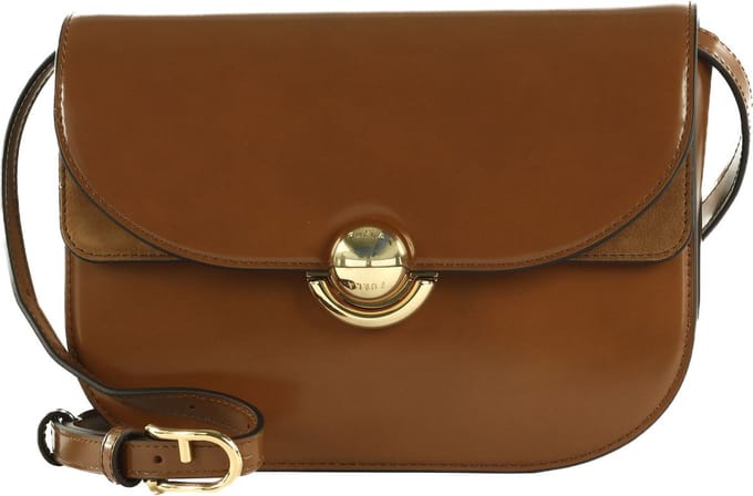 FURLA Leren Schoudertas Sfera Crossbody Round Cognac Bruine