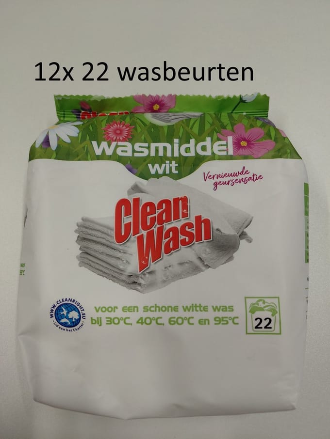 Senzora Clean Wash - wasmiddel waspoeder - white wit witte - 12x 22 wasbeurten