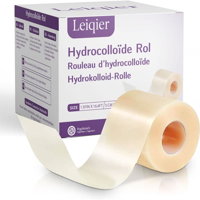 Leiqier Hydrocolloïde Rol 5 cm × 550 cm – Voor Wonden, Blaren & Acne – Pimple Patch - Hydrocolloide Roll Tape