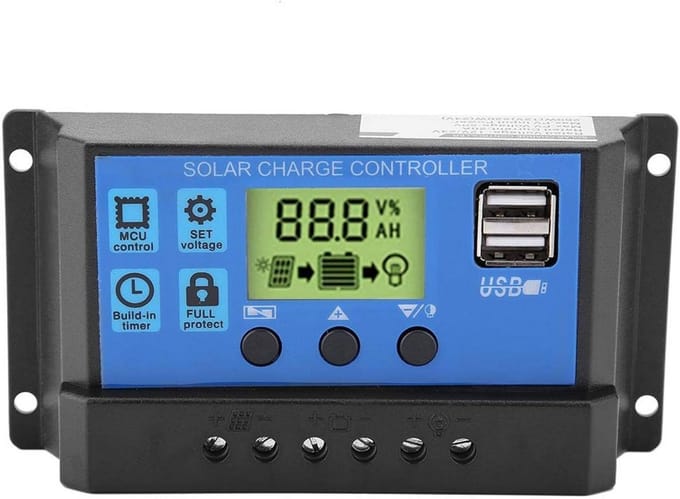 Zonnepaneel Laadregelaar met LCD Display - 12V/24V PWM voor Accu's