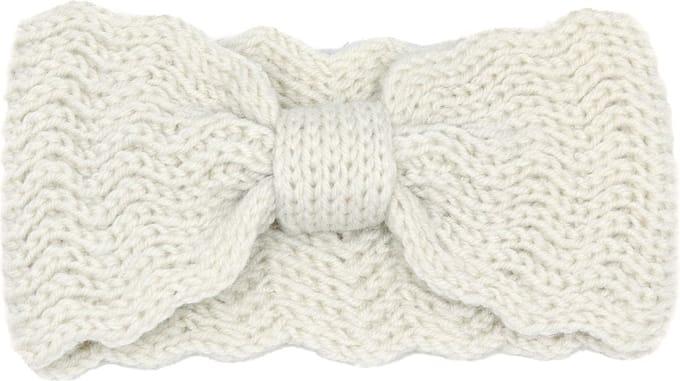 Ecru gebreide haarband met strik - acryl hoofdband - winteraccessoires dames - one size - STUDIO Ivana