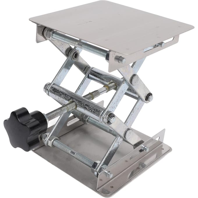 Roestvrij Staal Laboratoriumkrik Schaarstandaard Platform 4x4 inch Uitbreidbare Hoogte 48 mm?152mm Hefplatform white