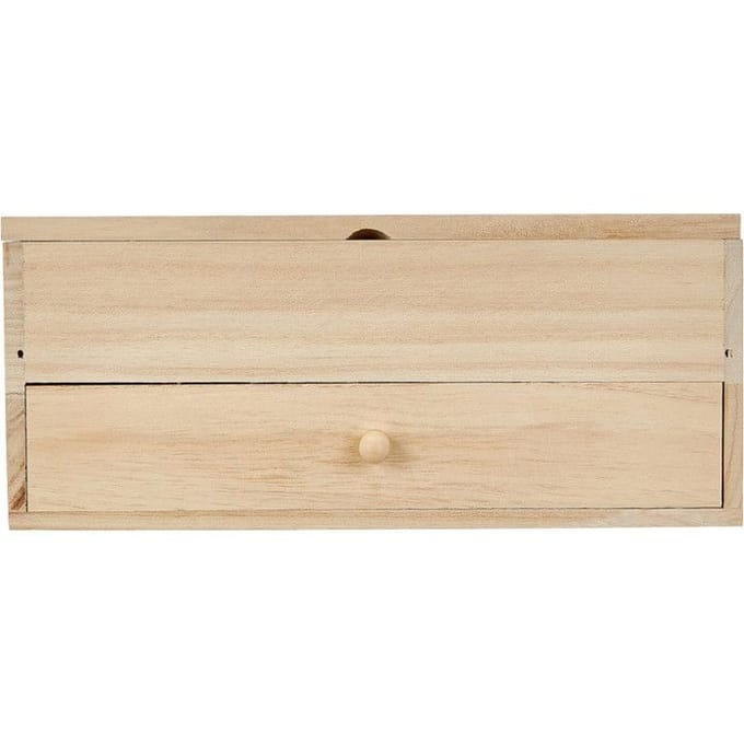 Artemio sieradendoos met 6 vakken, van hout, met spiegel en lade, beige