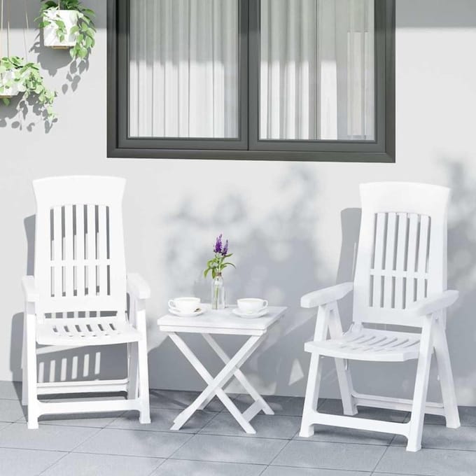 Verstelbare tuinstoelen - Klapstoelen terras - Ontspannen buiten - 4-voudige rugleuning - 2 stuks - Wit