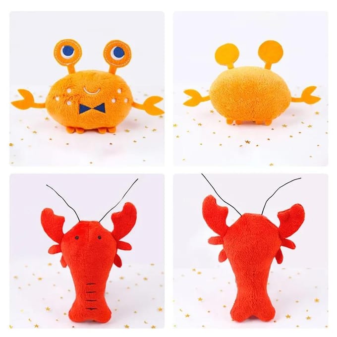 Delysia King Pet Kat en hond pluche kauwspeeltjes orange