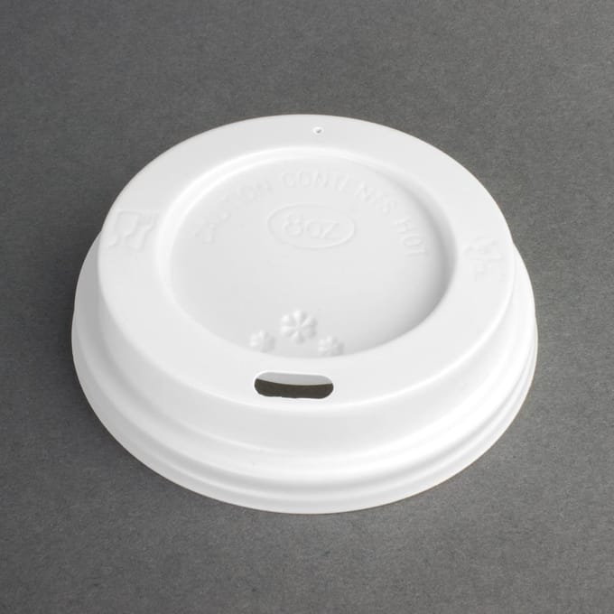 Fiesta recyclebare koffiebekerdeksels wit 225ml / 8oz (50 stuks)