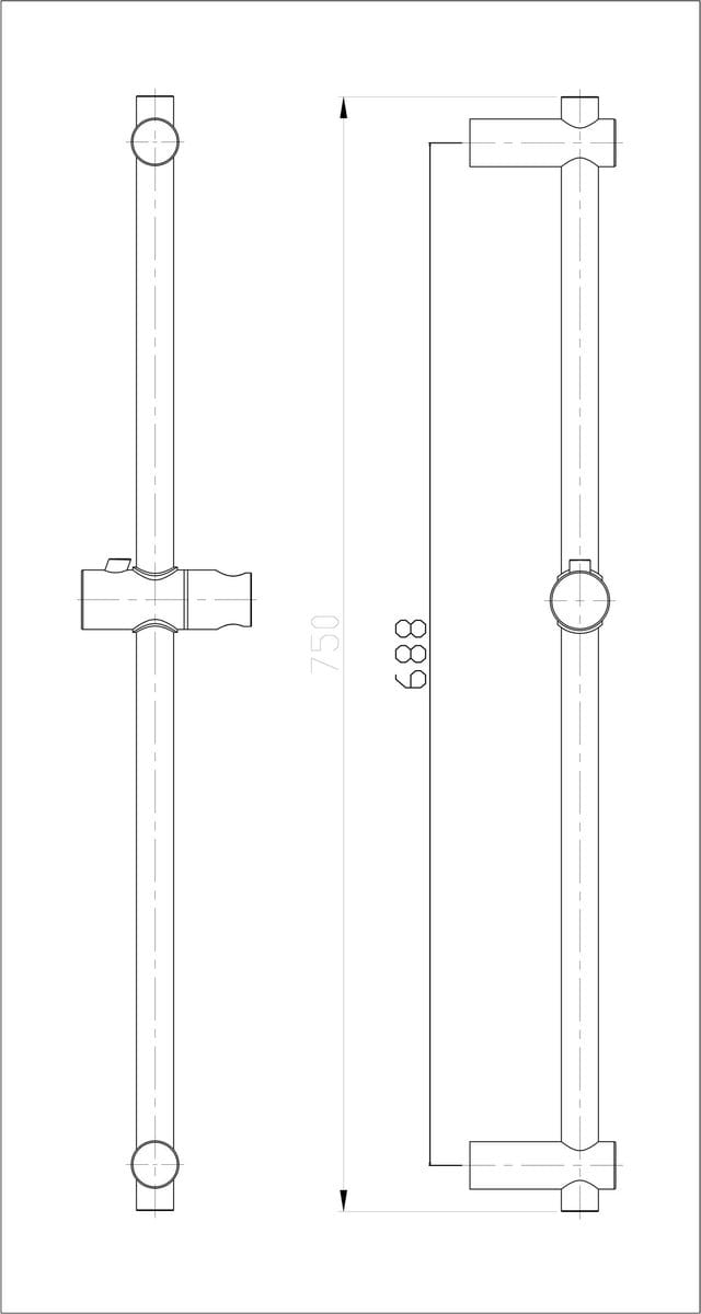 Wiesbaden 304 glijstang 75 cm geborsteld RVS