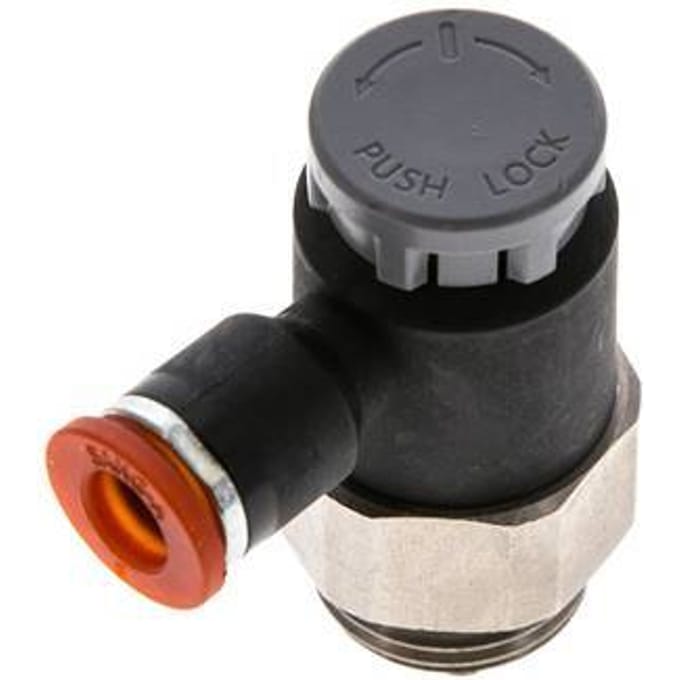 L-stuk Regelventiel 6 mm - G3/8'' Regeling-in Messing/Nylon Borgmoer
