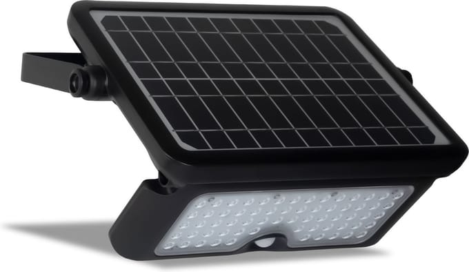 FlinQ Floodlicht- Solar Wandlamp - Solar Tuinverlichting - Zonne-energie - Bewegingssensor - Multifunctioneel -10W - Zwart
