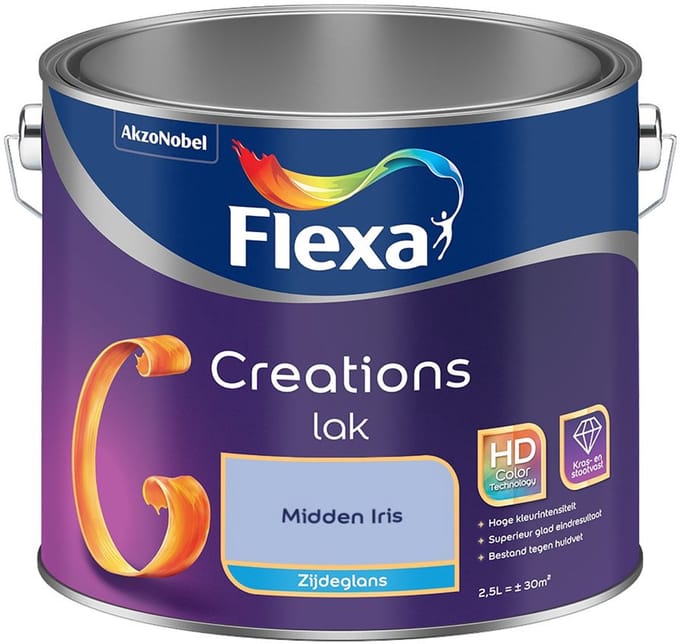Flexa - Creations Lak Zijdeglans - Midden Iris - Mengverf - 2,5 L