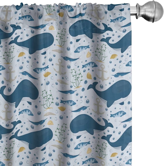 Wal gordijnen – 2x75x225 cm – Babyblauw multicolor