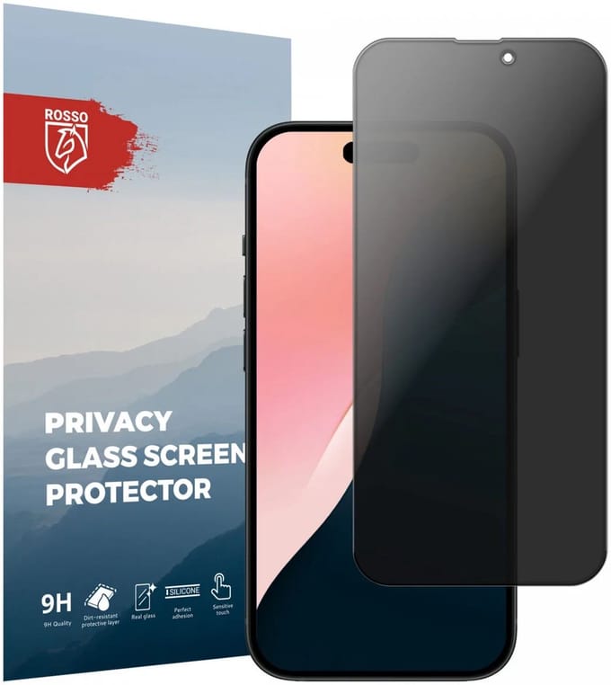 Rosso Privacy Screen Protector Geschikt voor de Apple iPhone 16 Plus - 9H Gehard Glas - Case Friendly Tempered Glass - Eenvoudige Installatie