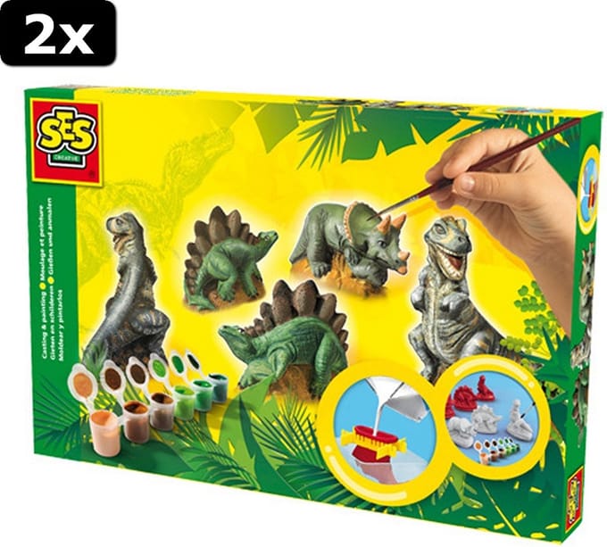 2x SES Gips Gieten Dinosaurus