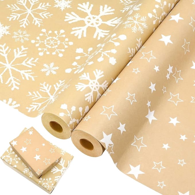 Inpakpapier Ster en Sneeuw - Perfect voor Cadeaus