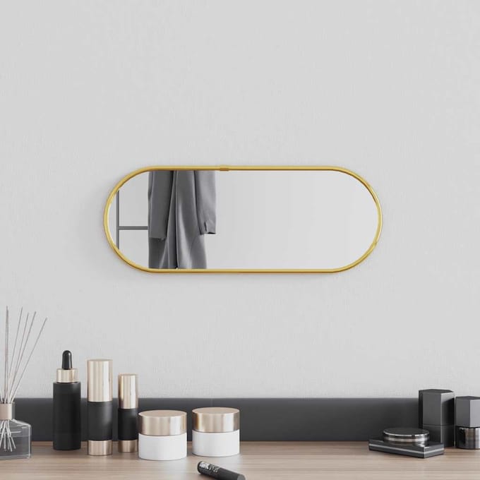 vidaXL - Wandspiegel - 40x15 - cm - ovaal - goudkleurig