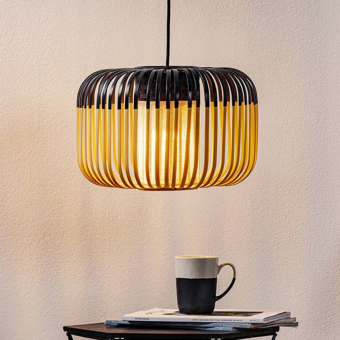 Forestier hanglamp Bamboo S, Ø 35 cm, zwart