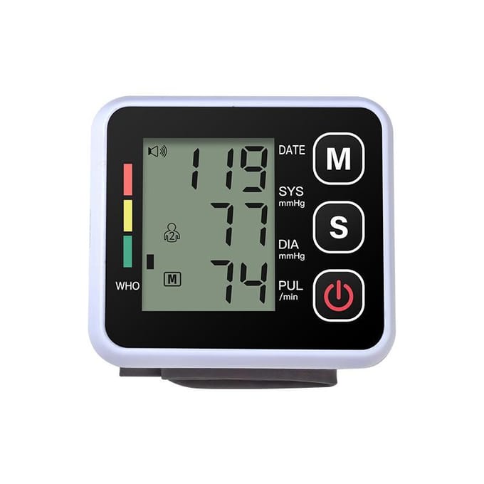 Draagbare bloeddrukmeter LCD-scherm Digitale polsbloeddrukmeter Hartslagmeter Meet huishoudelijk gebruik gray