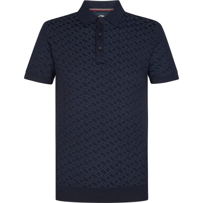 Petrol Industries - Heren Gebreide polo Cactus - Blauw - Maat L