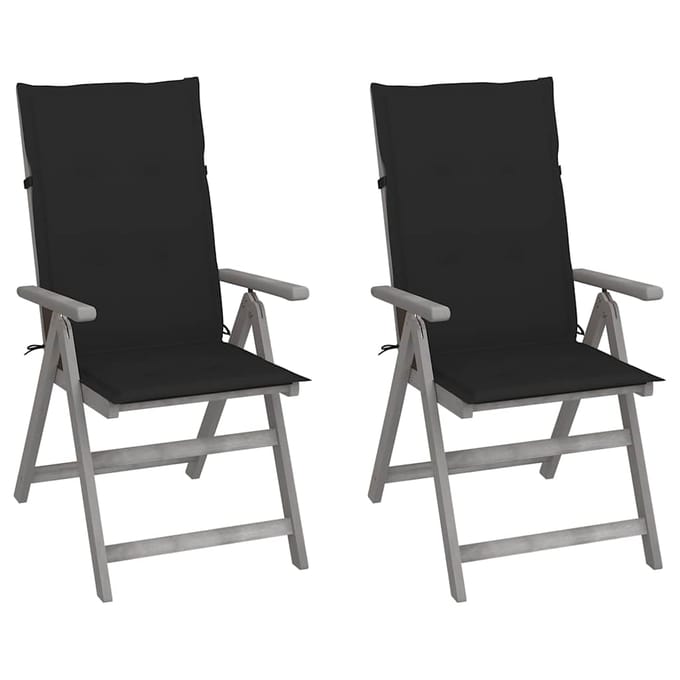 vidaXL - Tuinstoelen - 2 - st - verstelbaar - met - kussens - massief - acaciahout