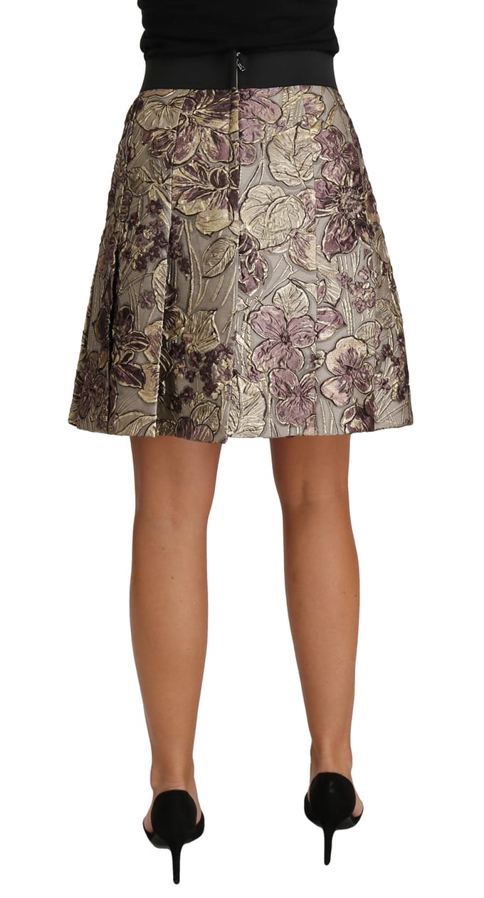 Dolce & Gabbana A-Lijn Mini Floral Print Jaquard Rok