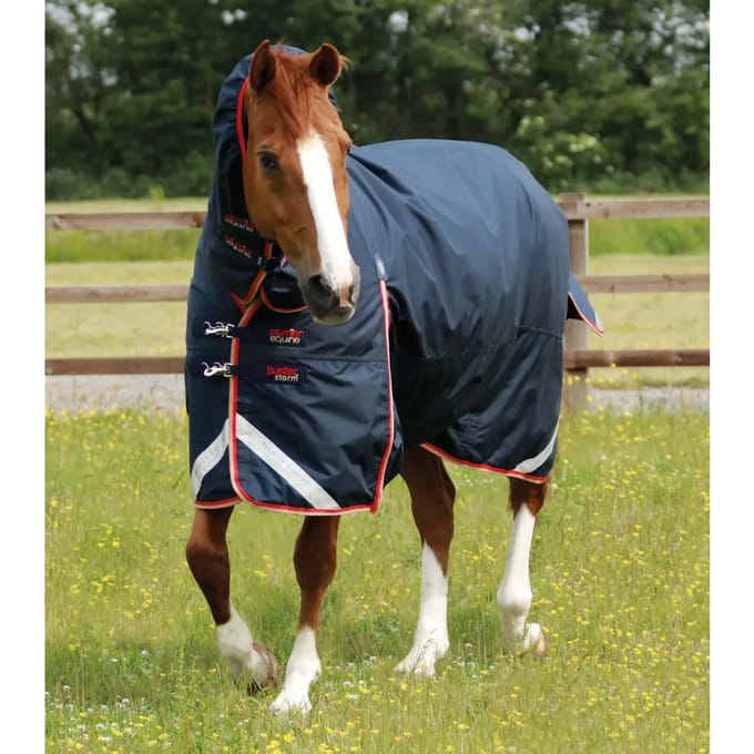 Waterdichte paardendeken met halsbedekking  Premier Equine Buster Storm 200 g