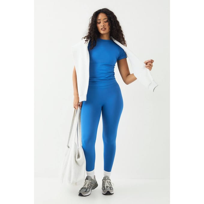 Dames DSGN Studio Sport Ultra Contour Naadloze Scrunch Bum Legging | Blauw | Maat: Medium