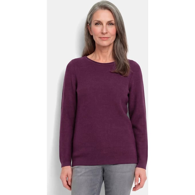 Fijn gebreide tricot pullover met boothals - bessen - Gr. 19 van Goldner Fashion