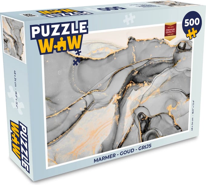 Puzzel Marmer - Goud - Grijs - Legpuzzel - Puzzel 500 stukjes