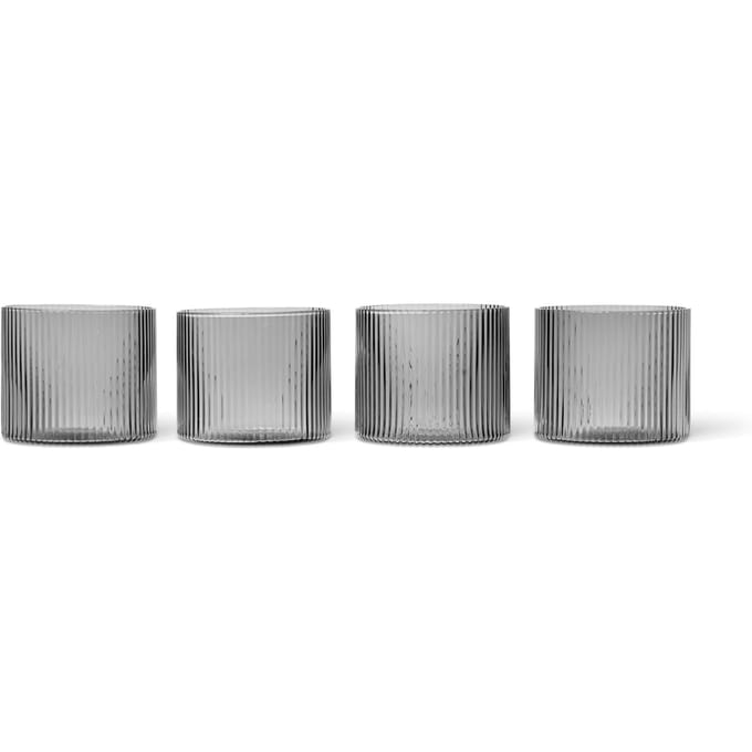 Ferm Living Ripple Low Glazen - set van 4 -  - smoked grey
