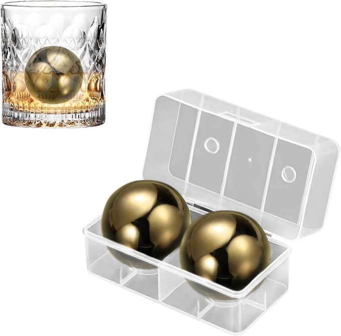IJsballen Set - Koelstenen Drank - Dranken Koelen - Herbruikbaar Metaal - 55mm Diameter - Zilver