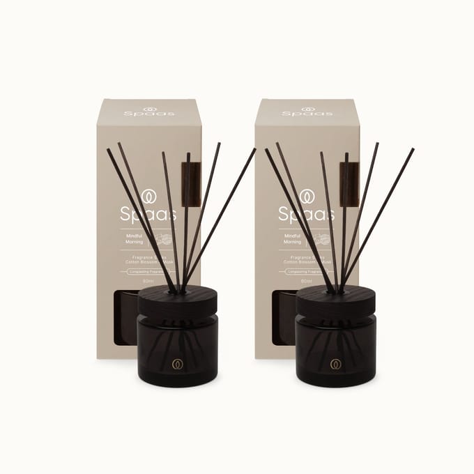 Spaas Reed diffuser - Set van 2 Geurstokjes - Katoenbloesem en Muskus - 80ml - Mindful Morning