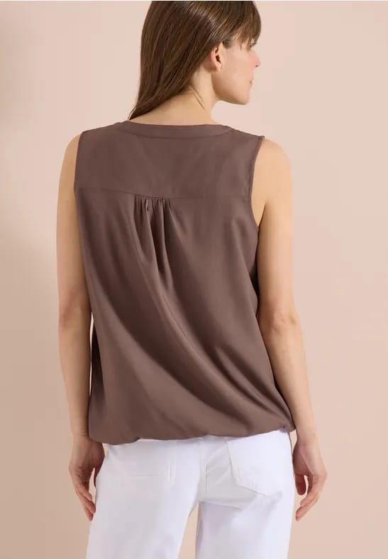 Blousetop met gespleten hals en linten