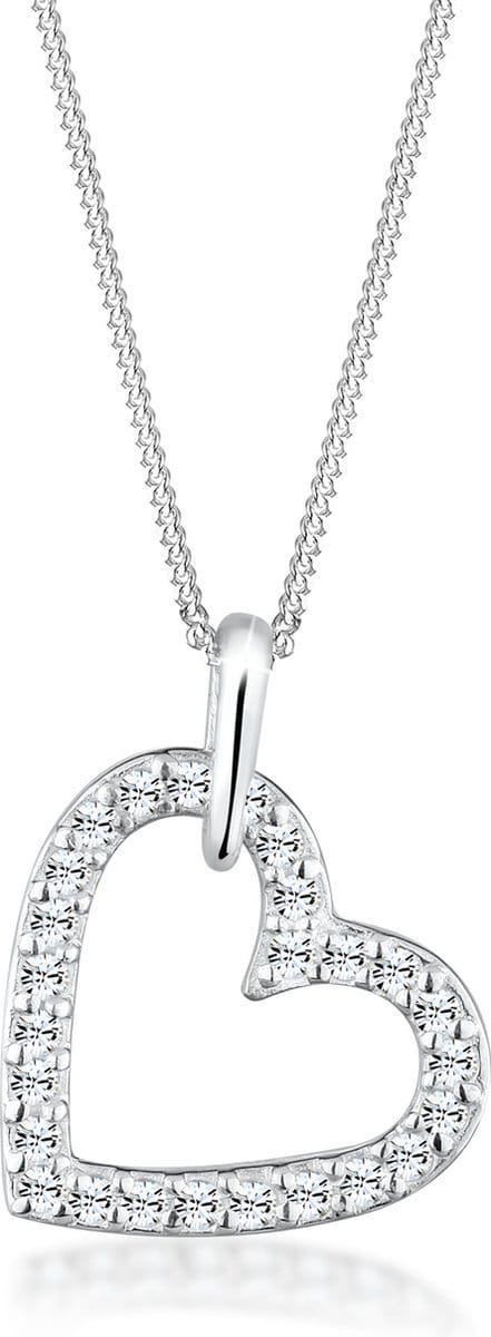Elli Halsketting Ketting Hartje met Steentjes 925 Sterling zilver