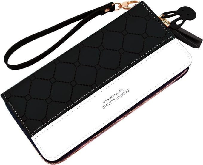 ZILOU® Ritsportemonnee - Dames - Telefoonvak - Polsband - Zwart