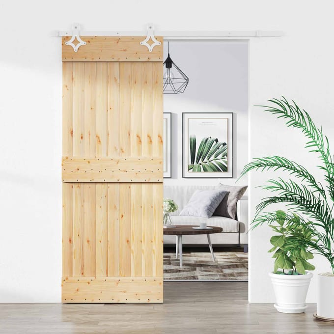 vidaXL - Schuifdeur - 70 - x - 210 - cm - Massief - Pine - Hout - (Onbehandeld)