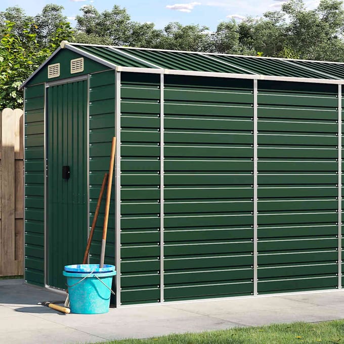 vidaXL - Tuinschuur - 191x725x198 - cm - gegalvaniseerd - staal - groen