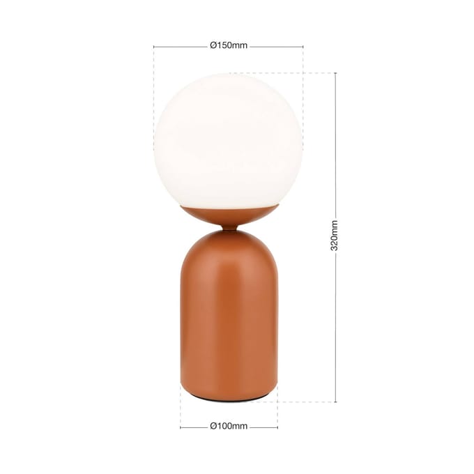 ORION Stanley tafellamp, koraalrood, hoogte 32 cm, keramiek/glas