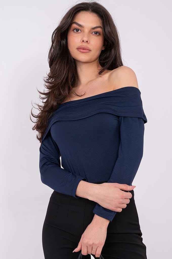 Velour Off Shoulder Top - Dark blue / One Size