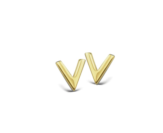 Oorbellen V Goudkleur Silver Gold-plated JE004G