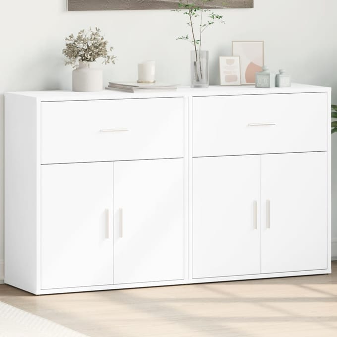 vidaXL - Dressoirs - 2 - st - 60x31x70 - cm - bewerkt - hout - wit