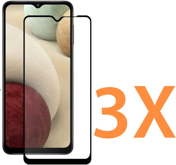 3x Full Cover Screenprotector Geschikt voor: Samsung Galaxy A12 - Screen protector - volledige glas - bescherming - beschermglas - ZT Accessoires