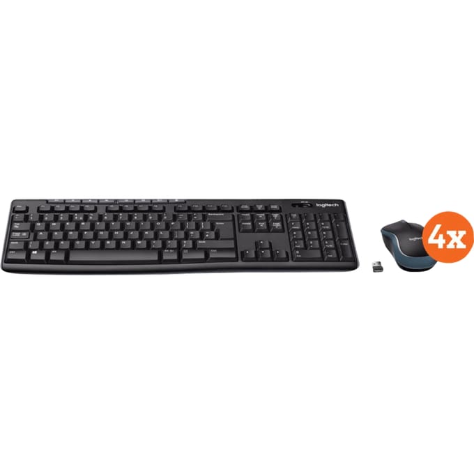 Logitech MK270 Draadloos Toetsenbord en Muis QWERTY 4-Pack