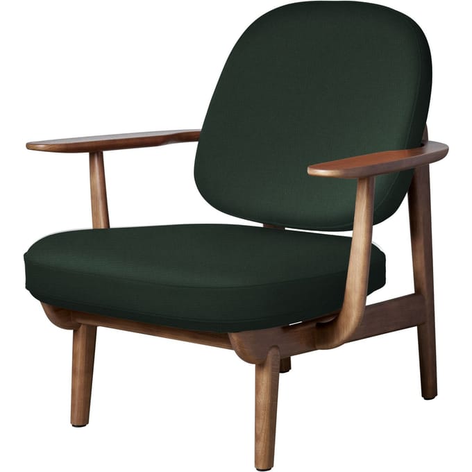 Fritz Hansen Fred Loungefauteuil - JH97 - donkergroen uni - eiken walnoot gebeitst