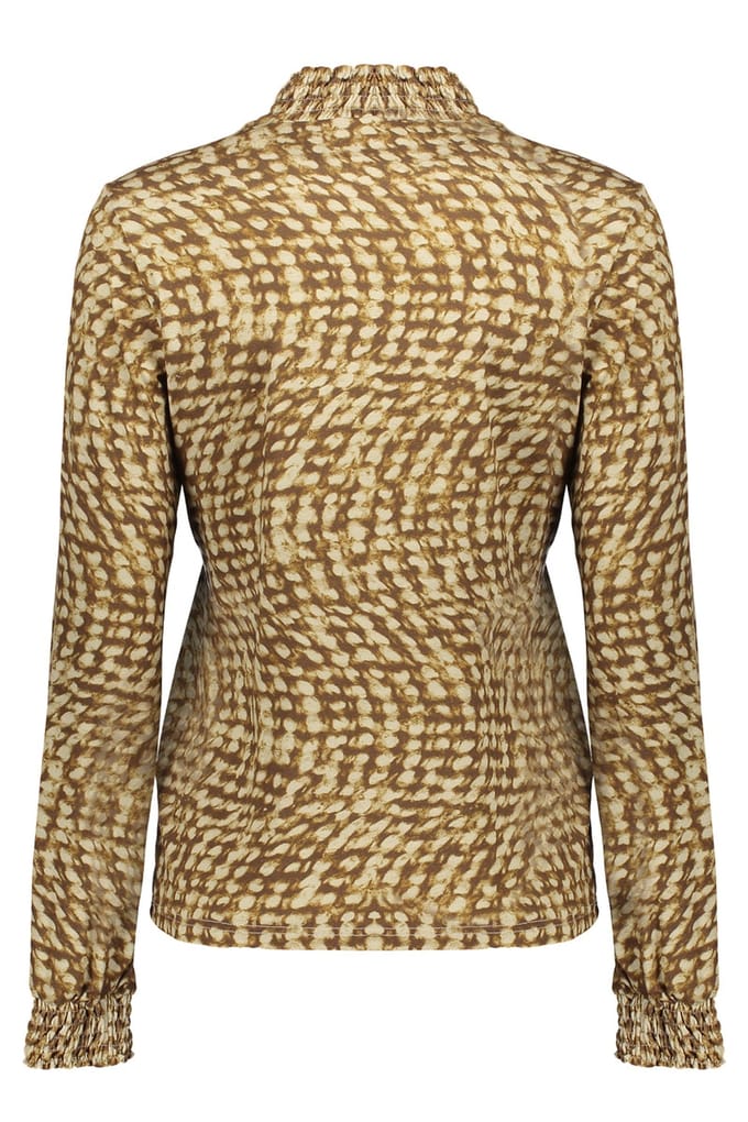 Geisha Top Green/beige Größe: S | Longsleeves Outlet | Damen | Grün