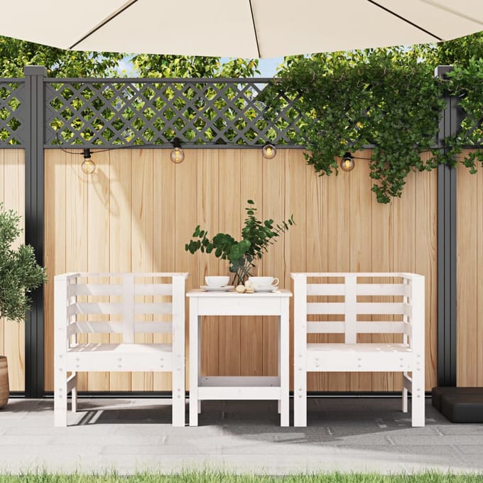 vidaXL - Tuinstoelen - 2 - st - 61,5x53x71 - cm - massief - grenenhout - wit