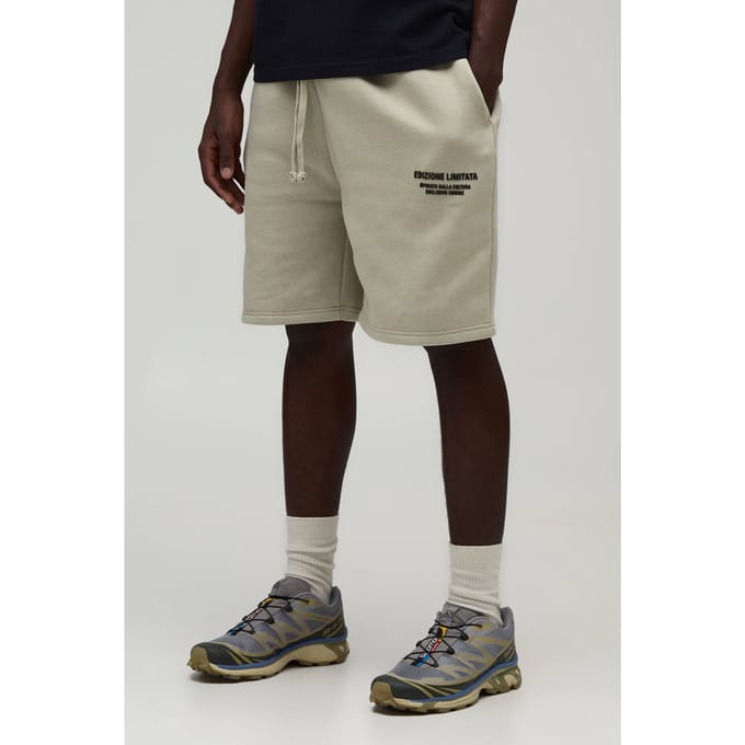 Regular Fit Short Van Jersey Met Hoge Reliëfprint | Stone | Size XS